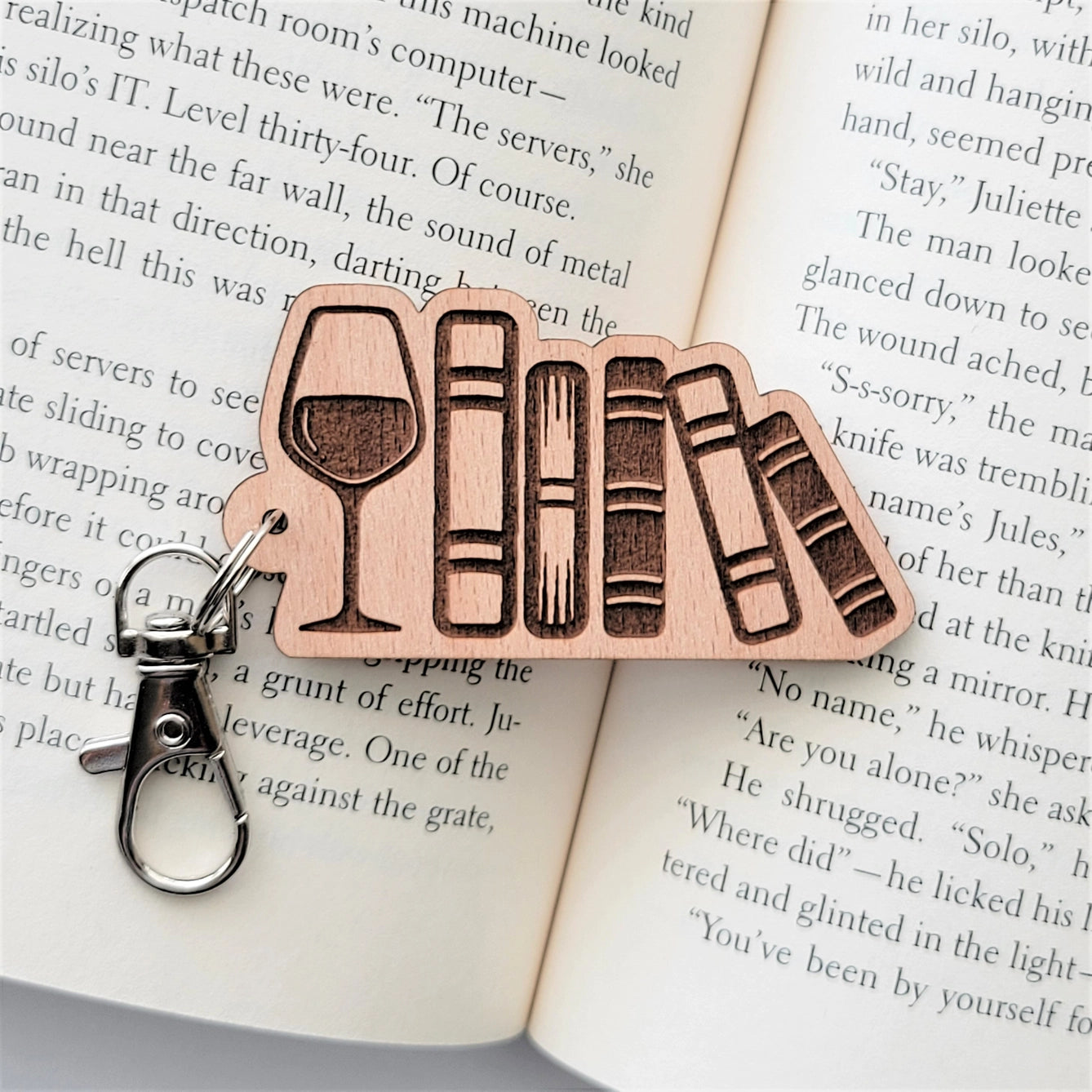 Book and Wine keychain