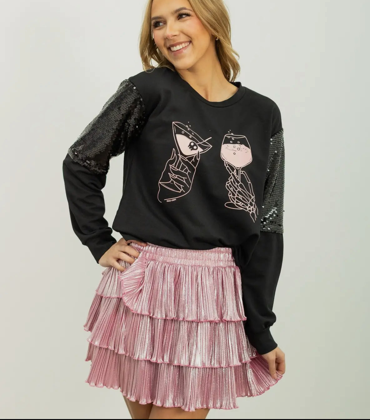 Pick Your Poison on Sequins Sweatshirt, Black