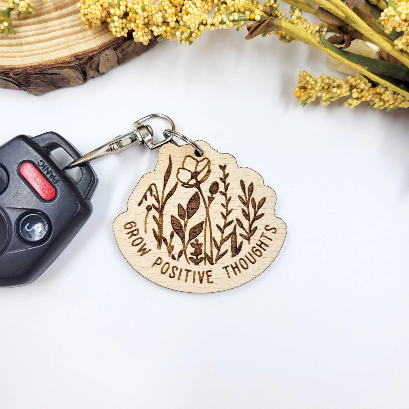 Grow Positive Thoughts Keychain