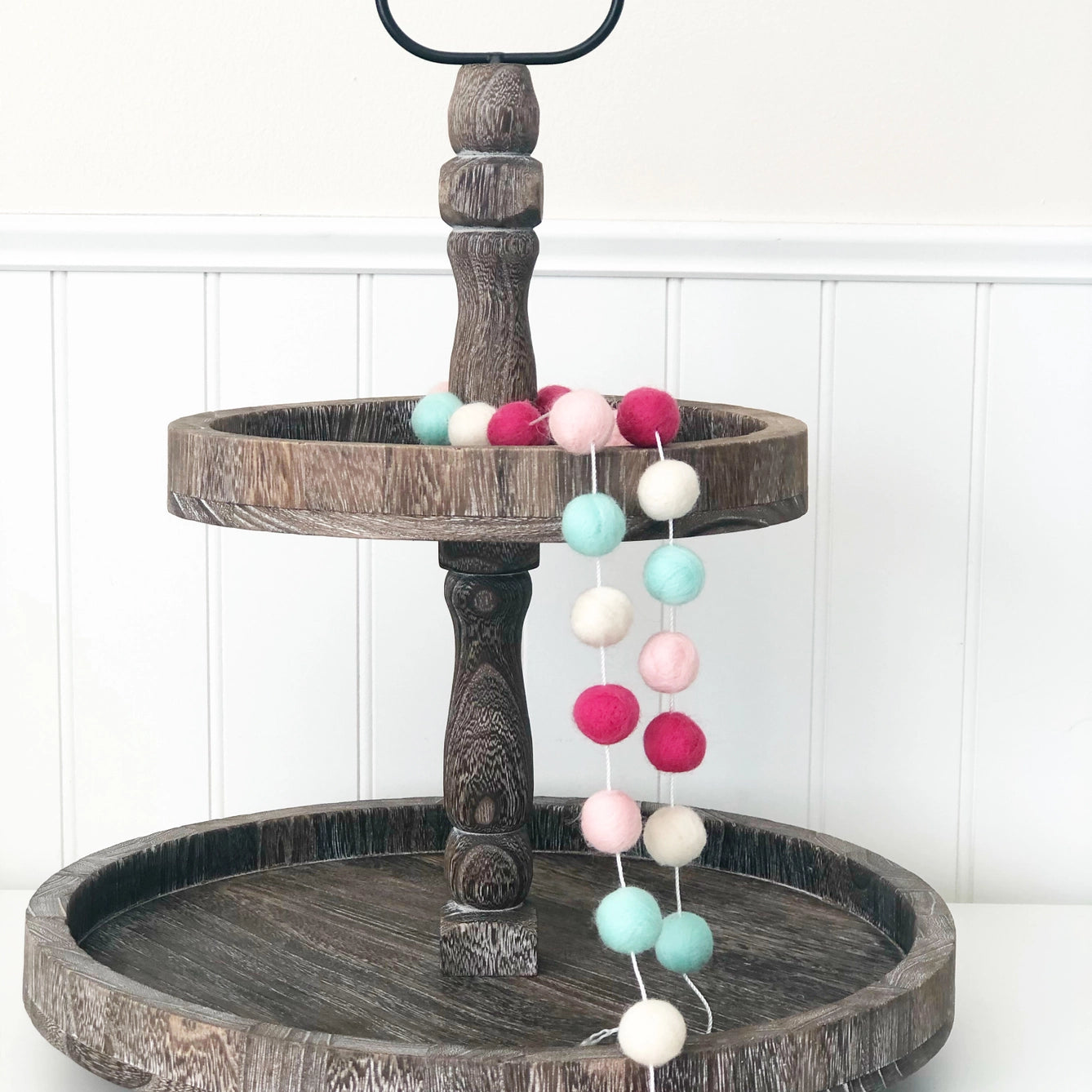 Felt Balls Garland - Light Pink and Spring Colors | Home Decor