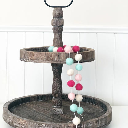 Felt Balls Garland - Light Pink and Spring Colors | Home Decor
