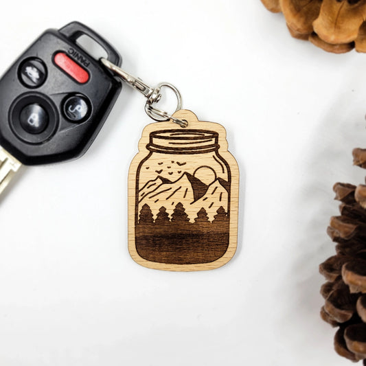 Mountain Mason Jar Keychain