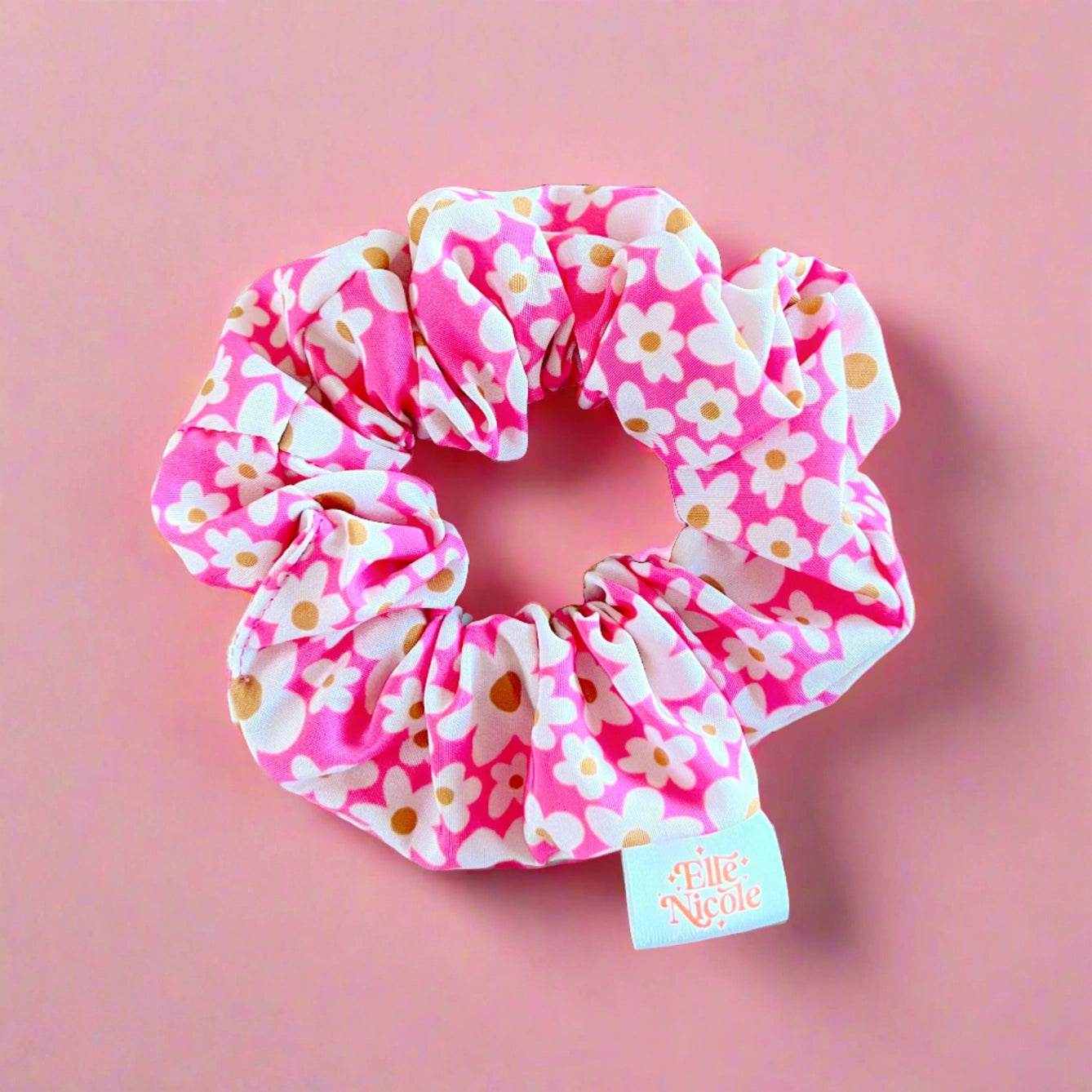 Pink Floral Hair Scrunchie