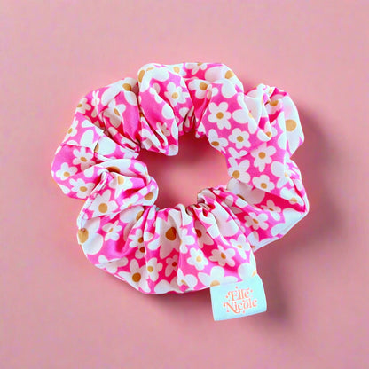 Pink Floral Hair Scrunchie