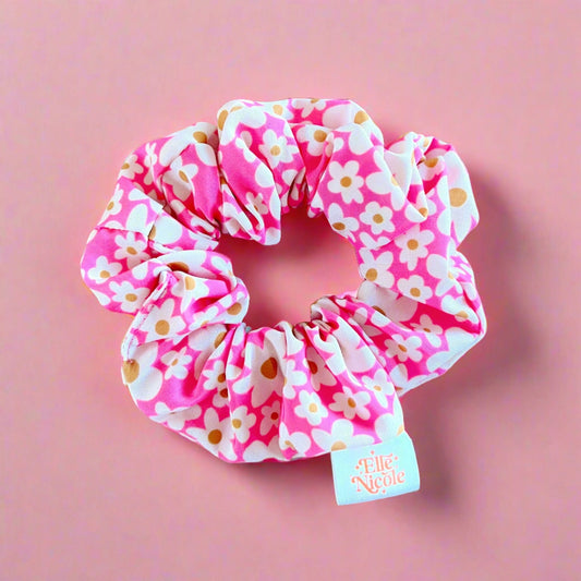Pink Floral Hair Scrunchie
