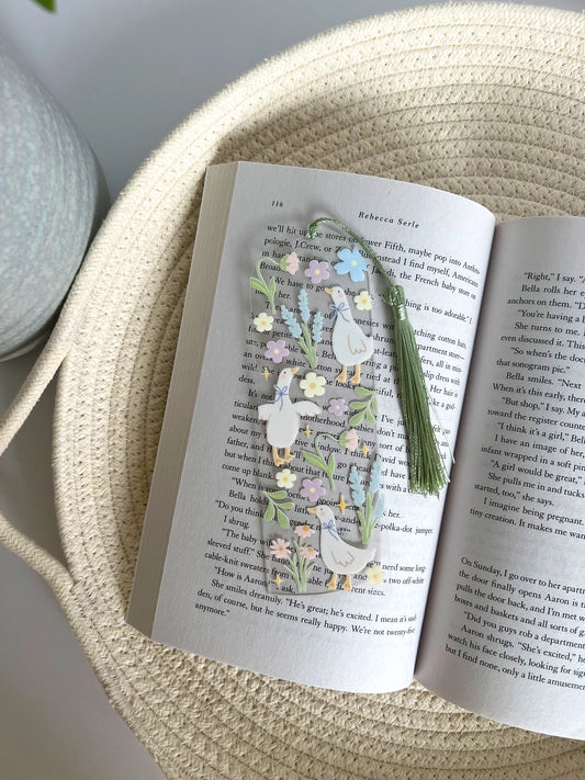 Cottage Core Acrylic Bookmark, Spring Garden Bookmark