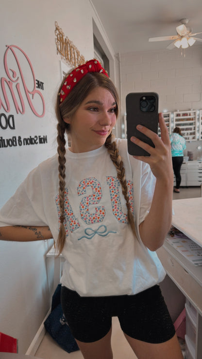 USA Embroidered Tee | Fourth of July