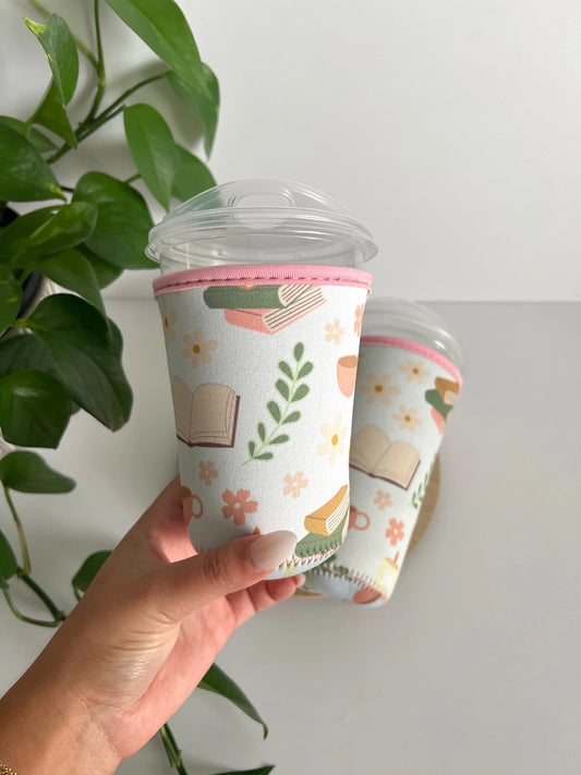Coffee & Books Iced Coffee Sleeve, Trendy Iced Coffee Sleeve