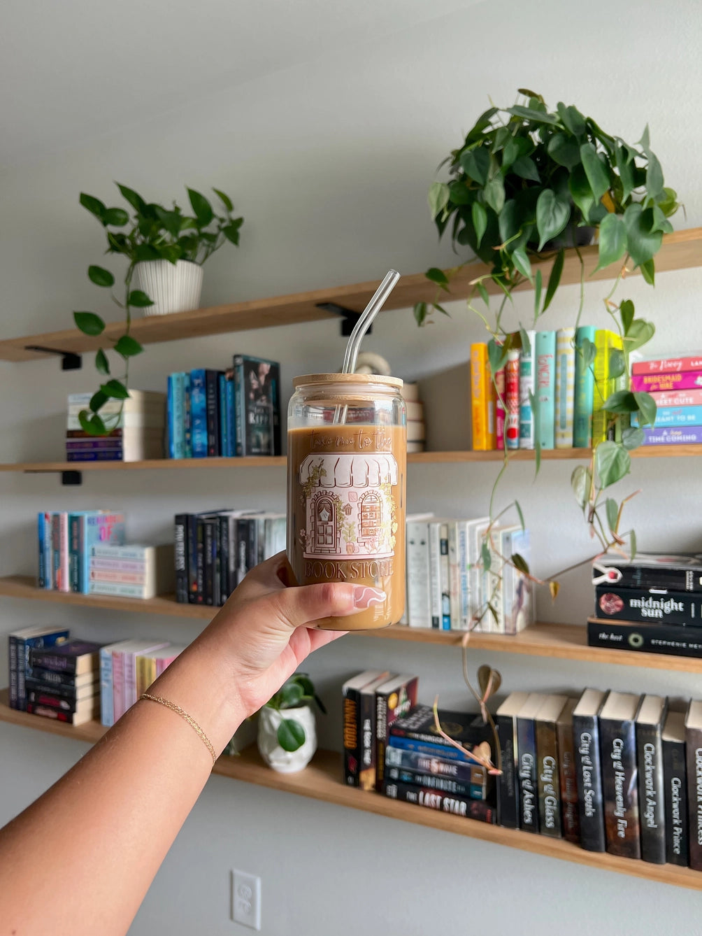 Take Me To The Bookstore | Glass Coffee Cup