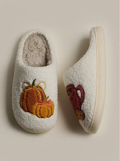 Pumpkin Spice Fleece Cozy Slippers