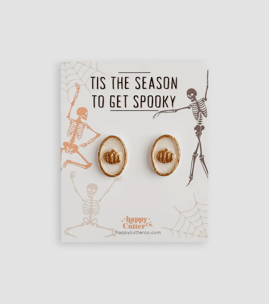 White Oval Pumpkin Earrings