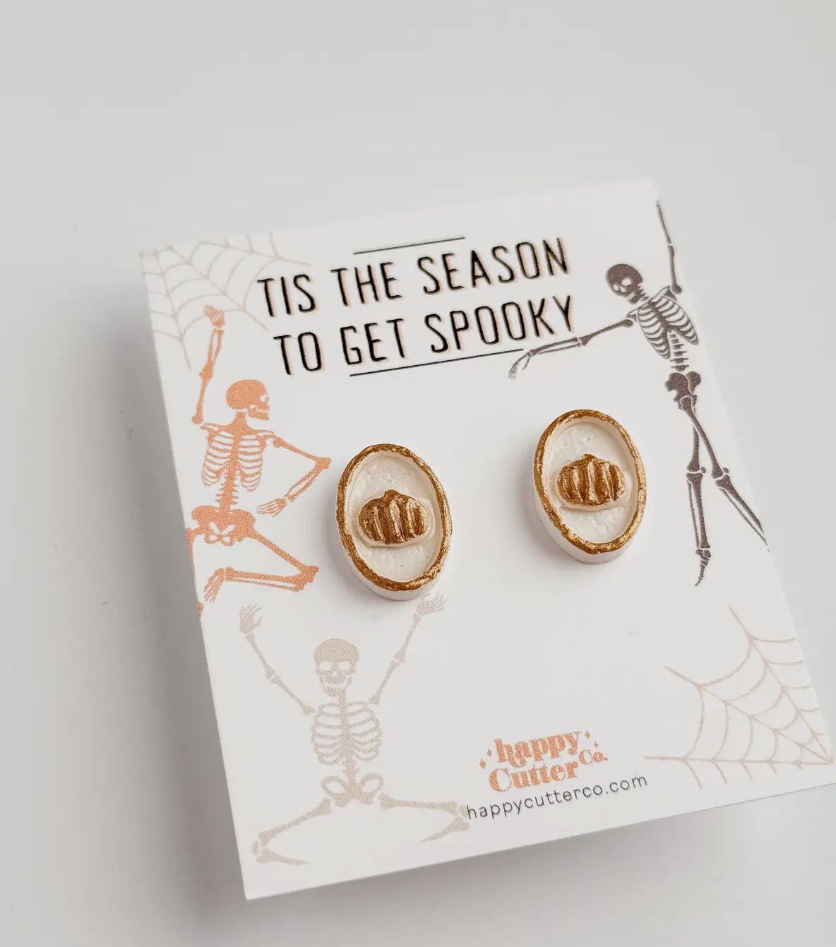 White Oval Pumpkin Earrings