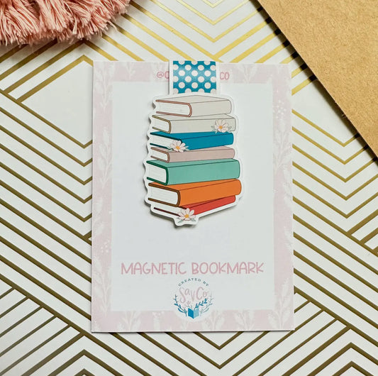 Floral Bookstack Magnetic Bookmark