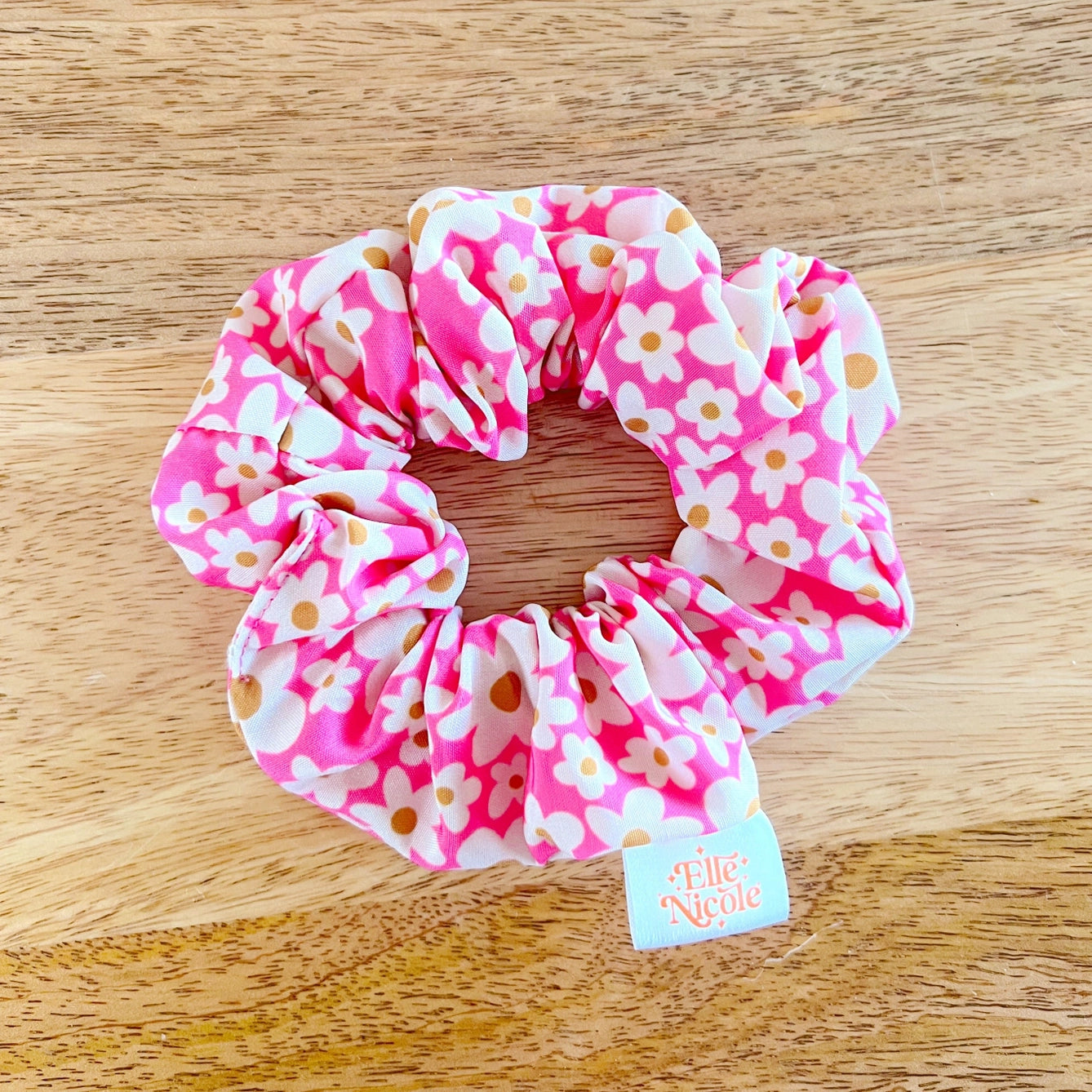 Pink Floral Hair Scrunchie