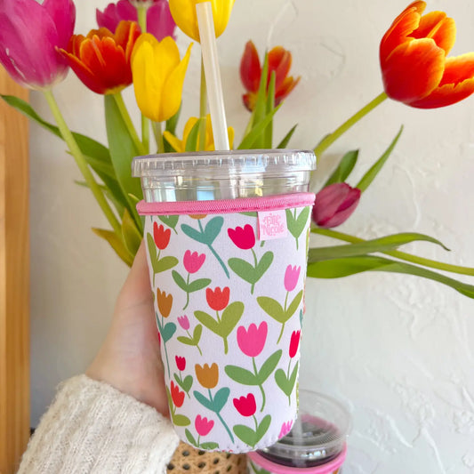 Coffee Cup Cover - Tulip - Iced Coffee Sleeve 24 ounce