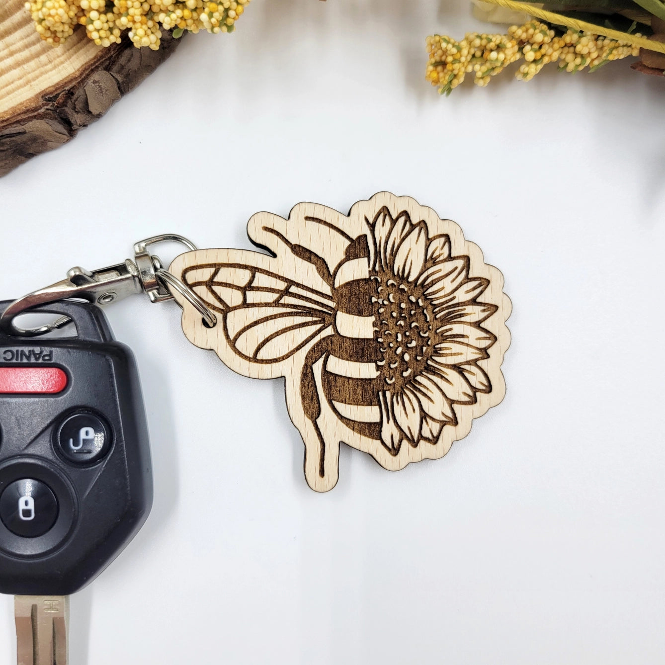 Floral Bee Keychain